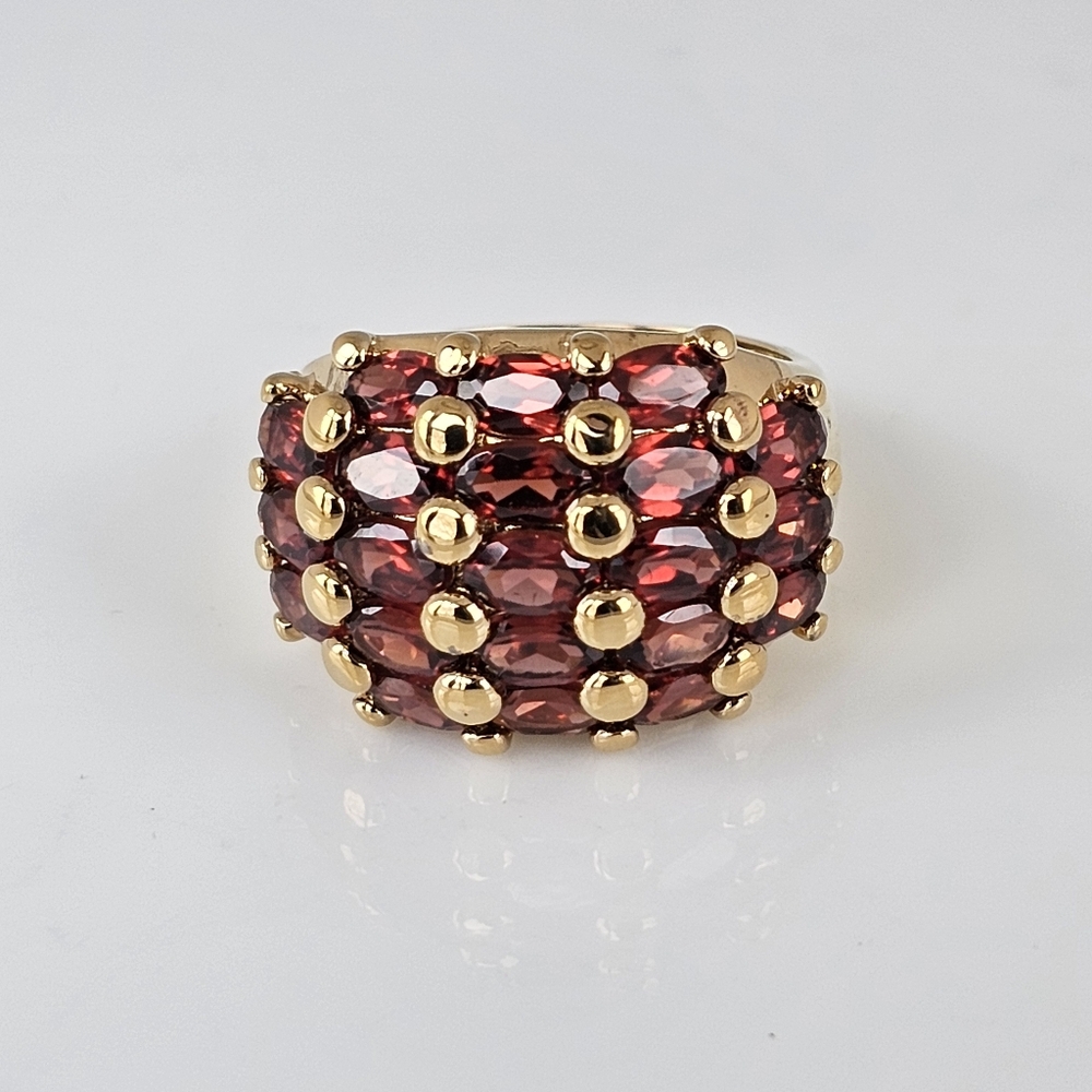 Genuine Victoria Wieck Red Garnet Cluster Ring 14k Vermeil Size 7!